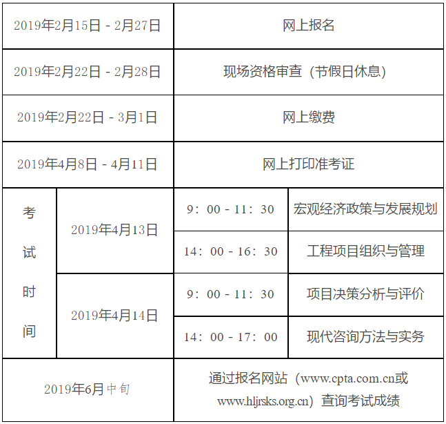 2019年黑龍江咨詢(xún)工程師報(bào)名時(shí)間公布